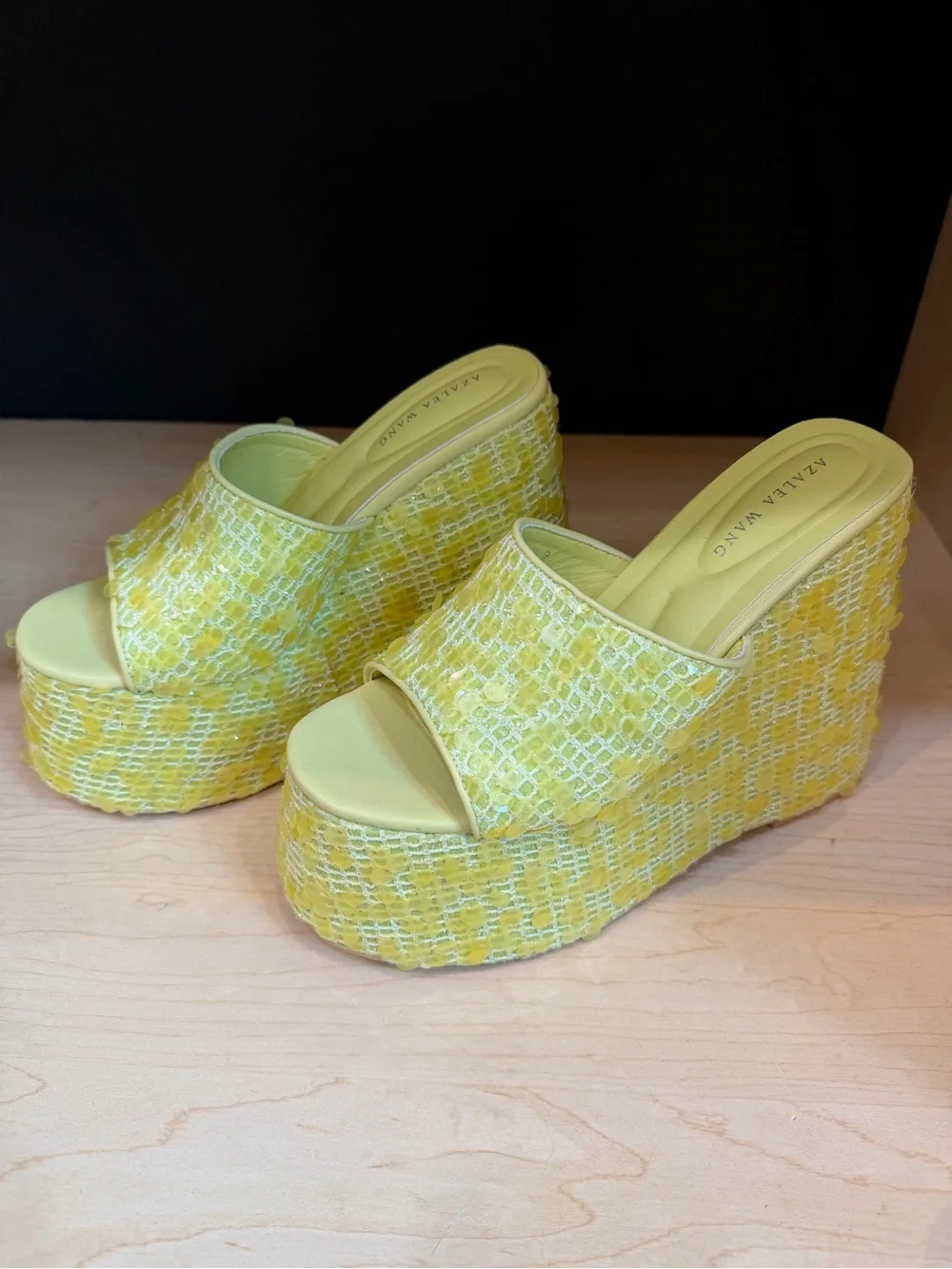 Azalea Wang Yellow Platform Slide Mules